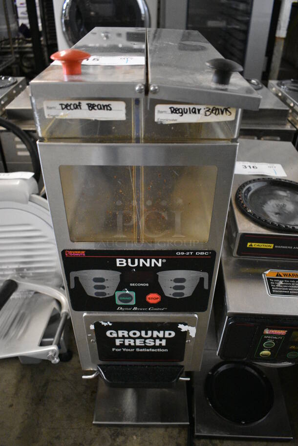 Bunn Model G9-2T DBC Stainless Steel Commercial Countertop Coffee Bean Grinder. 120 Volts, 1 Phase. 8.5x18x27.5. Tested and Working!