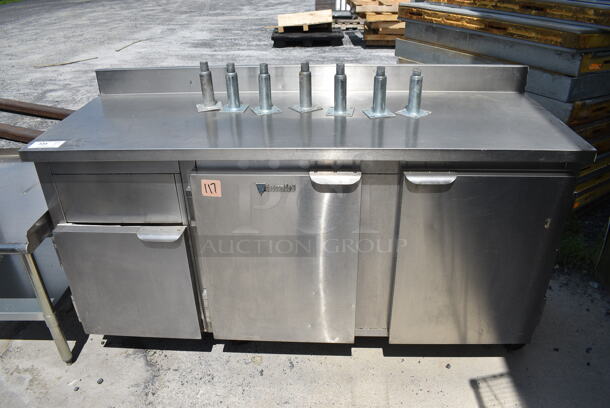 CustomCool Stainless Steel Commercial Counter w/ 3 Doors and 7 Legs. 67x25x39.5