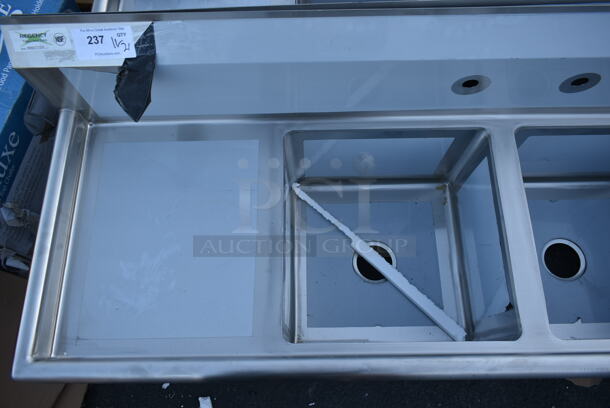 BRAND NEW SCRATCH AND DENT! Regency 600S21717218 Stainless Steel 2 Bay Sink w/ Dual Drain Boards. No Legs. Bays 17x17. Drain Boards 16.5x19. - Image 3 of 5