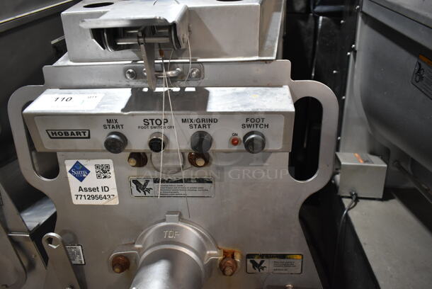 Hobart MG2032 Metal Commercial Floor Style Electric Powered Meat Mixer Grinder w/ Foot Pedal on Commercial Casters. 208 Volts, 3 Phase. Tested and Working! - Image 3 of 9