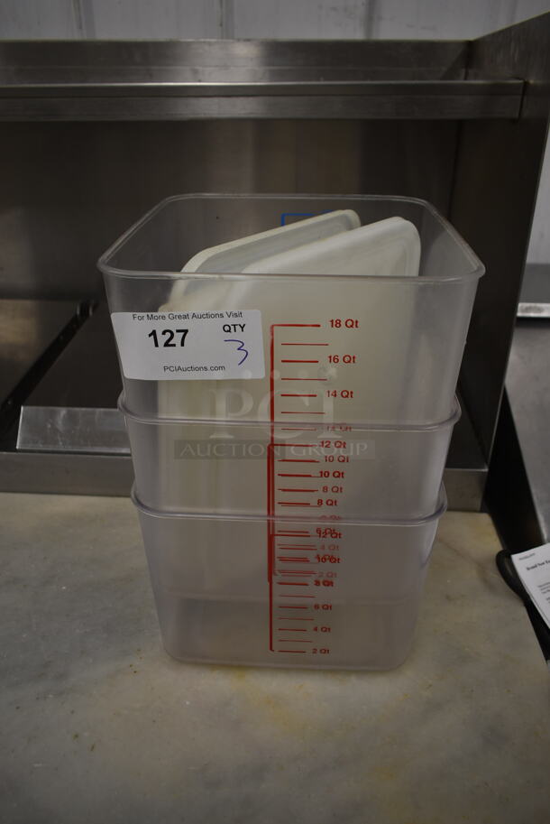 ALL ONE MONEY! Lot of 3 Poly Bins and 3 White Lids - Image 1 of 4