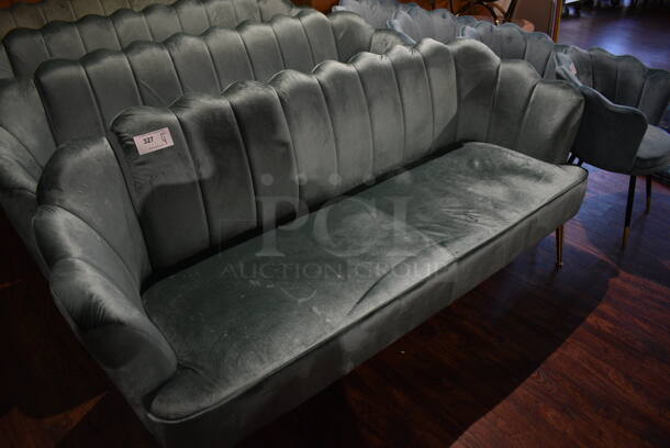 4 Blue Couches on Metal Legs. 76x29x33. 4 Times Your Bid! (lounge) - Image 3 of 4
