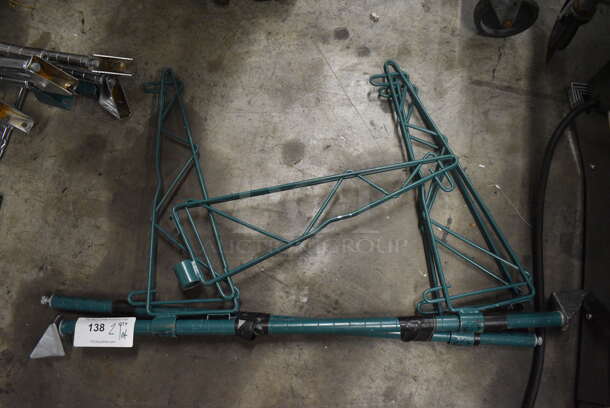 ALL ONE MONEY! Lot of 2 Green Finish Poles w/ 2 Brackets on Each. 21x2x34 - Image 1 of 2
