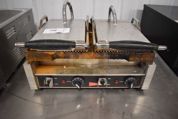 Cecilware SG-2LG Stainless Steel Commercial Countertop Electric Powered Panini Press. 250 Volts. 23x18x11 - Image 1 of 7