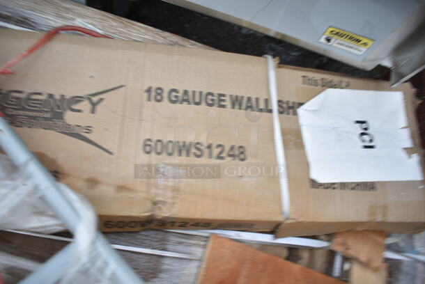 3 BRAND NEW SCRATCH AND DENT! Items; Advance Tabco SRKD-30 Heavy-Duty Stainless Steel Double Tier Speed Rail - 30", Lavex 503HDTH600GR  600 lb. Gray Hand Truck With 10" Solid Rubber Wheels and Regency 600WS1248 18 Gauge Stainless Steel 12" x 48" Solid Wall Shelf. 3 Times Your Bid! May Be Missing Pieces.  - Image 5 of 5