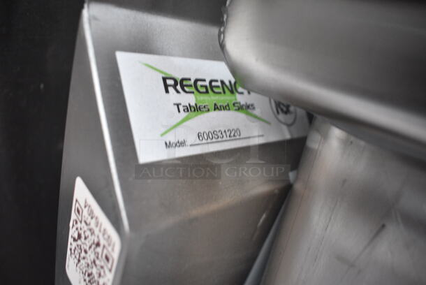 2 BRAND NEW SCRATCH AND DENT! Regency 600S31220 45" 16-Gauge Stainless Steel Three Compartment Commercial Sink with Galvanized Steel Legs - 12" x 20" x 12" Bowls. No Legs. 2 Times Your Bid!   - Image 8 of 8