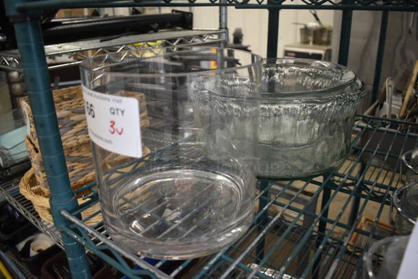 3 Various Glass Bowls. Includes 7x7x7. 3 Times Your Bid!