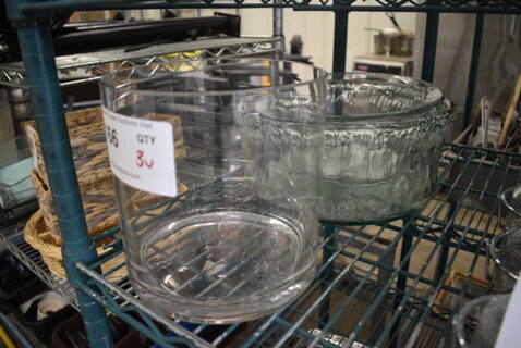 3 Various Glass Bowls. Includes 7x7x7. 3 Times Your Bid!