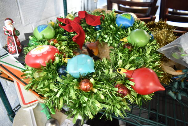 ALL ONE MONEY! Tier Lot of Various Items Including Christmas Lights, Garland, Wreath, Signs - Image 3 of 11