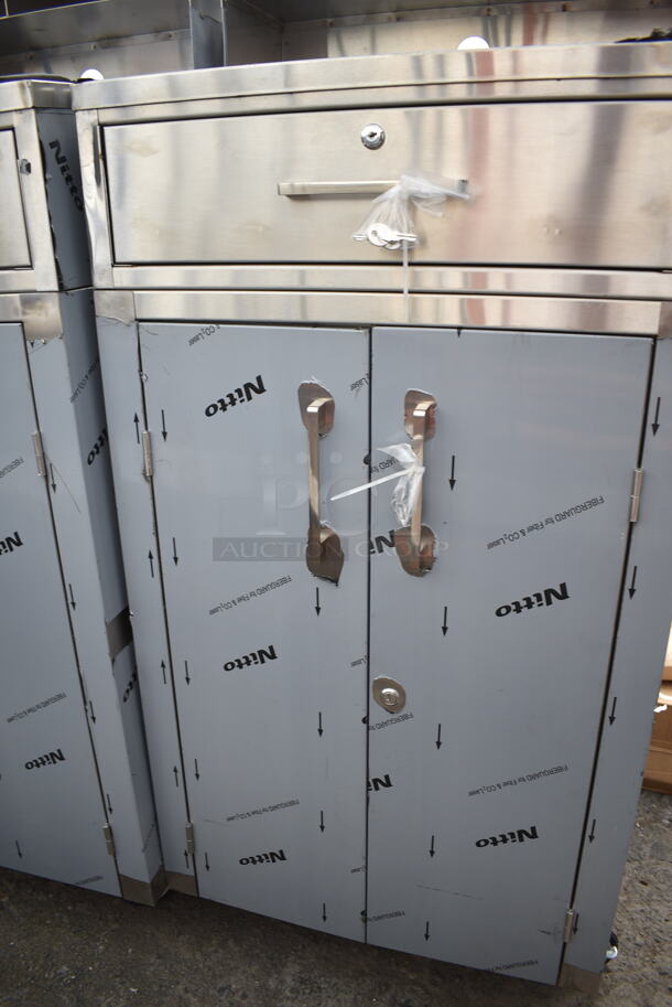 BRAND NEW SCRATCH AND DENT! Stainless Steel Commercial Counter w/ Drawer and 2 Doors on Commercial Casters.  - Image 5 of 5