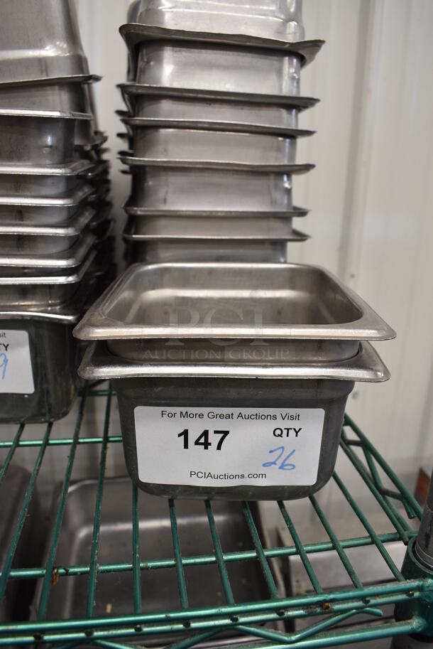 26 Stainless Steel 1/6 Size Drop In Bins. 1/6x4. 26 Times Your Bid! - Image 1 of 3