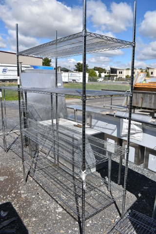 Chrome Finish 4 Tier Wire Shelving Unit. BUYER MUST DISMANTLE. PCI CANNOT DISMANTLE FOR SHIPPING. PLEASE CONSIDER FREIGHT CHARGES. 54x24x87