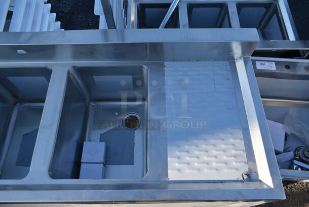 BRAND NEW SCRATCH AND DENT! Regency 600B31014213 Stainless Steel Commercial 3 Bay Sink w/ Dual Drain Boards. Bays 10x14. Drain Boards 11.5x15 - Image 3 of 6
