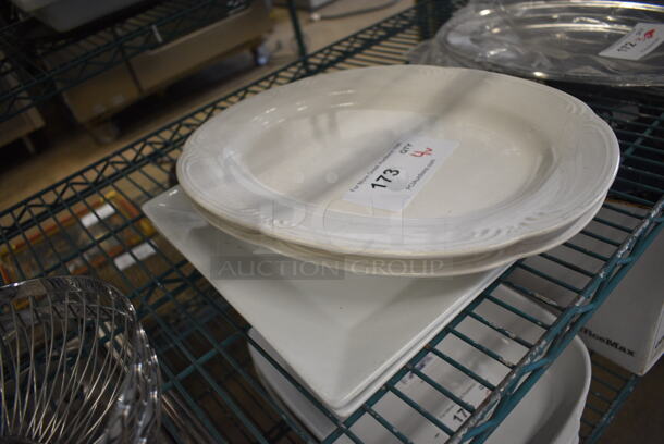 4 Various White Ceramic Plates. 12x12x1.5, 14.5x11x1. 4 Times Your Bid! - Image 3 of 3