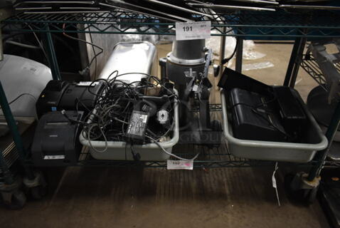 ALL ONE MONEY! Tier Lot of Various Items Including Receipt Printers, Monitor and Wires!