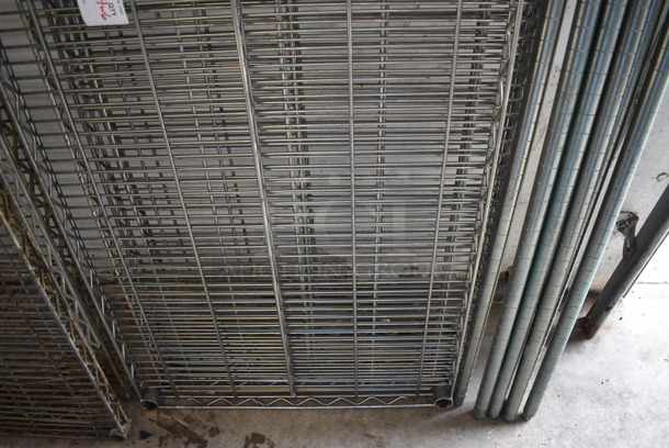 ALL ONE MONEY! Lot of 4 Metro Style Shelves and 4 Poles! 36x24x1.5, 63" - Image 3 of 4