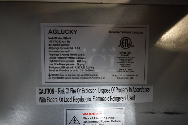 BRAND NEW SCRATCH AND DENT! Aglucky HZB-45 Stainless Steel Commercial Self Contained Ice Machine. 115 Volts, 1 Phase.  - Image 8 of 8