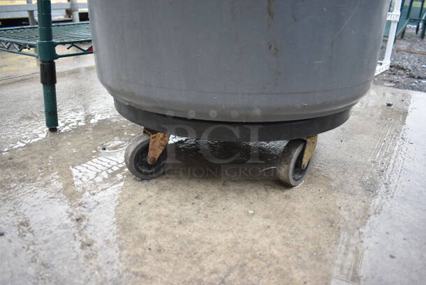Rubbermaid Huskee Gray Poly Trash Can w/ Lid on Dolly. 26x24x36 - Image 4 of 4