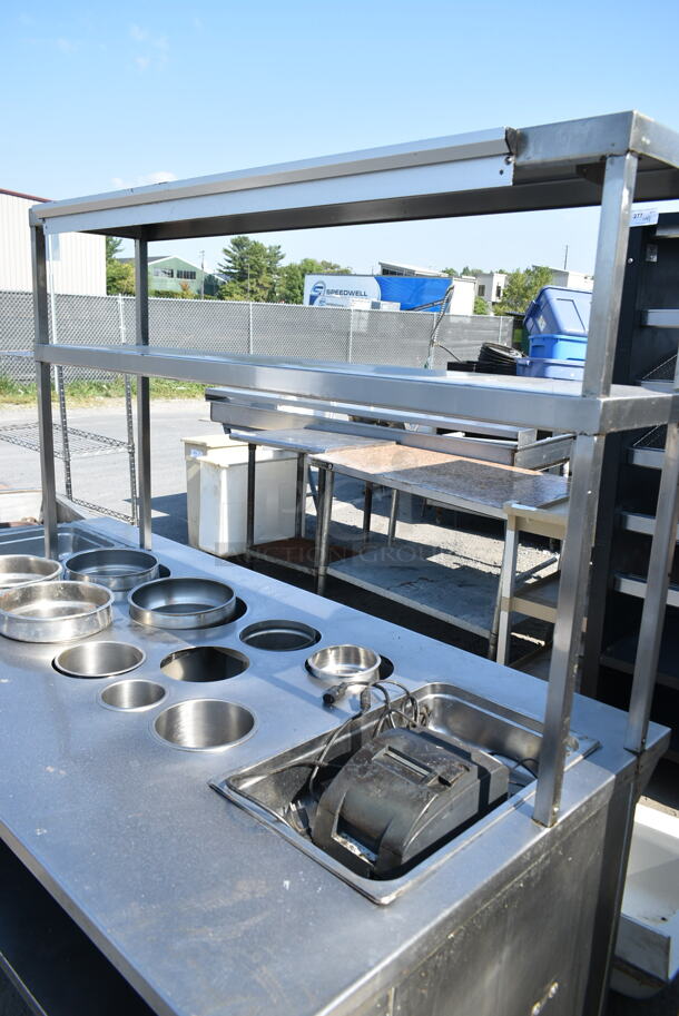 Stainless Steel Commercial Natural Gas Powered Steam Table w/ 2 Tier Over Shelf and Under Shelf.  - Image 2 of 10