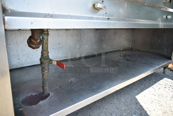 Stainless Steel Commercial Natural Gas Powered Steam Table w/ 2 Tier Over Shelf and Under Shelf.  - Image 7 of 10
