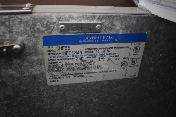 Beverage Air Model SMF58 Stainless Steel Commercial Milk Cooler on Commercial Casters. 115 Volts, 1 Phase. 58x34x47. Cannot Test Due To Cut Power Cord - Image 5 of 5