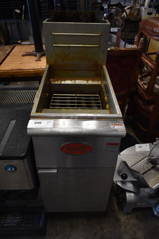 2020 Avantco FF400-N Stainless Steel Commercial Floor Style Natural Gas Powered Deep Fat Fryer. 120,000 BTU.
