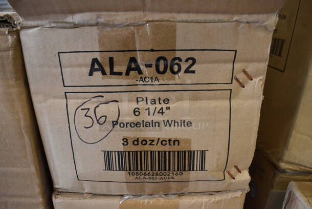 108 BRAND NEW IN BOX! Tuxton ALA-062 White Ceramic Plates. 6.25x6.25x1. 108 Times Your Bid! - Image 3 of 3