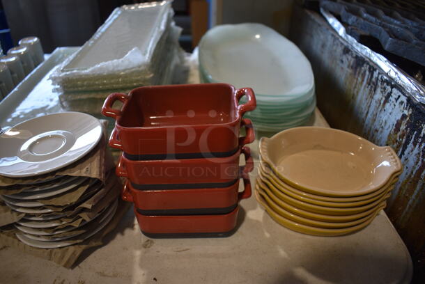 ALL ONE MONEY! Lot of Various White Ceramic Plates, Saucers, Mugs and Glass Plates and Bottles - Image 6 of 8