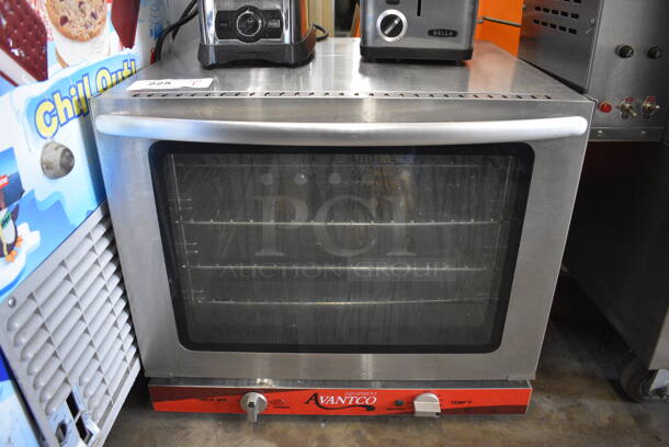 Avantco Model 177CO28 Stainless Steel Commercial Electric Powered Convection Oven w/ View Through Door, Metal Oven Racks and Thermostatic Controls. 208-240 Volts, 1 Phase. 23x22x20