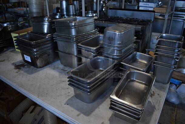 ALL ONE MONEY! Lot of Various Stainless Steel Drop In Bins. Includes 1/4x2.5, 1/6x6, 1/3x2, 1/3x4, 18/3x6, 1/2x6