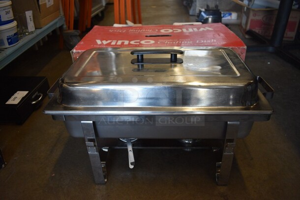 BRAND NEW IN BOX! Winco Stainless Steel Chafing Dish w/ Drop In and Dome Lid. 24x14x14 - Image 1 of 5