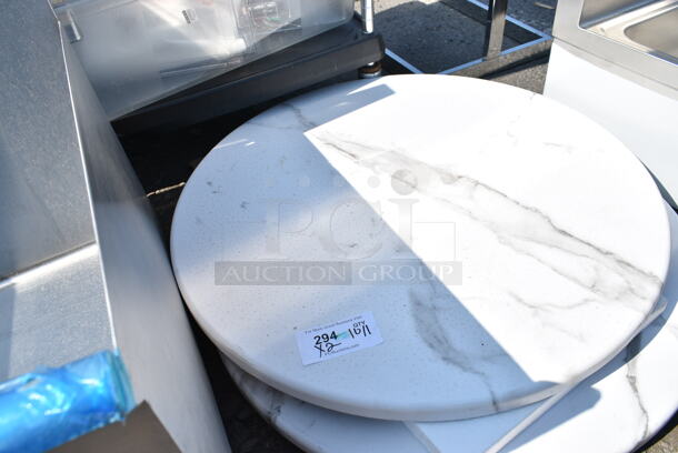 2 BRAND NEW SCRATCH AND DENT! Lancaster Table & Seating White Marble Patterned Round Tabletop. 2 Times Your Bid! - Image 3 of 4