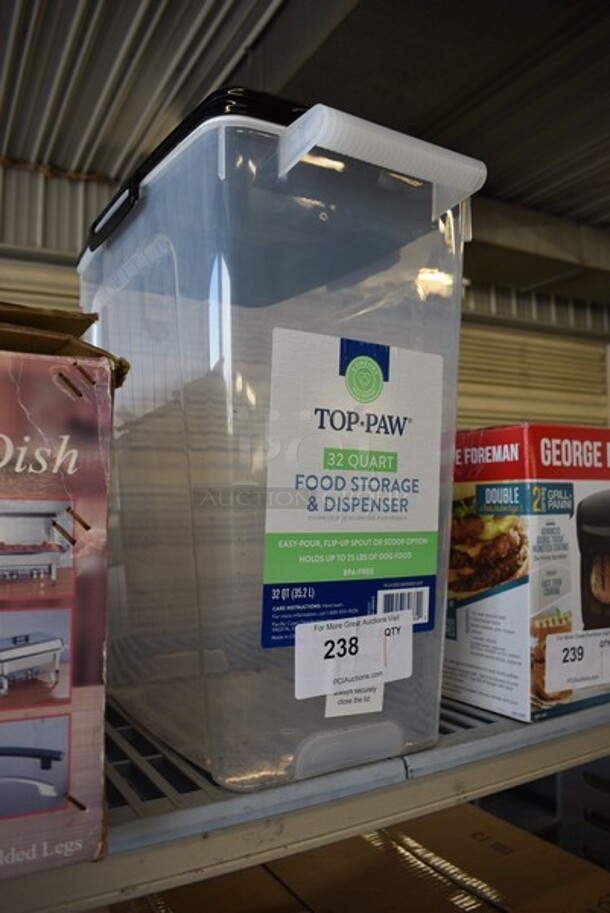 Top-Paw 32 Quart Clear Poly Food Storage & Dispenser. 10.5x17.15.