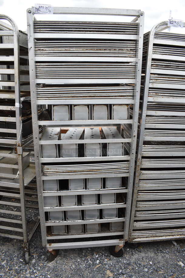 Metal Commercial Pan Transport Rack on Commercial Casters w/ 42 Metal Pans and 24 Long Pans - Image 1 of 7