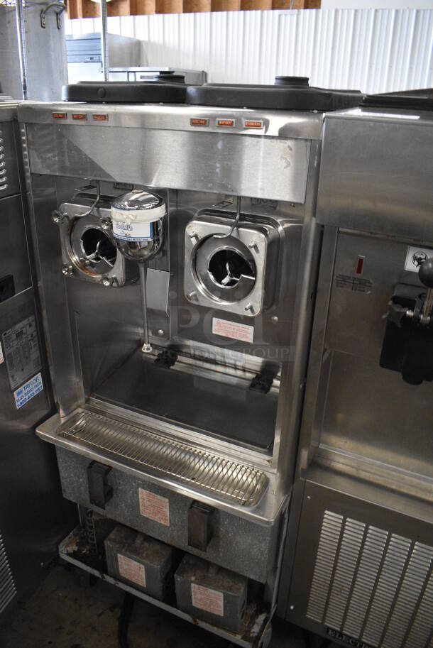 Taylor Model 342D-27 Stainless Steel Commercial Floor Style Air Cooled 2 Flavor Frozen Beverage Machine w/ Drink Mixer Attachment on Commercial Casters. Missing Pieces. 208-230 Volts, 1 Phase. 26x34x60 - Image 2 of 9