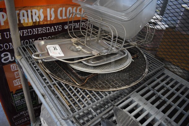 ALL ONE MONEY! Lot of Various Items Including Metal Pizza Screens and Clear Poly Drop In Bins.  - Image 2 of 4