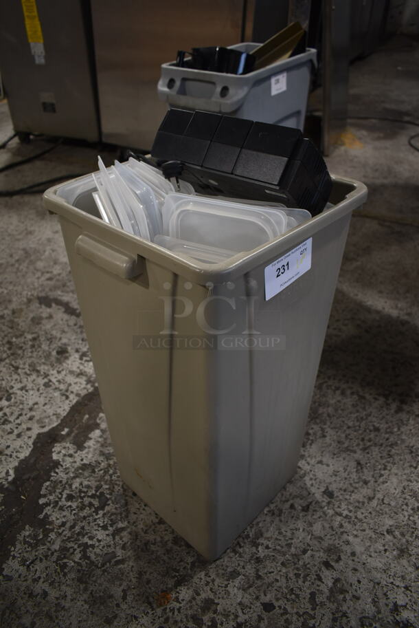 Gray Poly Trash Can w/ Contents. - Image 2 of 3
