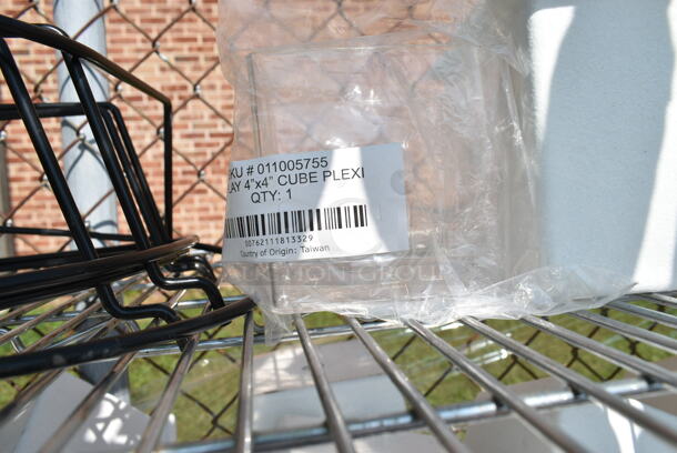 Chrome Finish 5 Tier Shelving Unit on Commercial Casters w/ Contents Including White Poly Bins. BUYER MUST DISMANTLE. PCI CANNOT DISMANTLE FOR SHIPPING. PLEASE CONSIDER FREIGHT CHARGES.  - Image 7 of 12