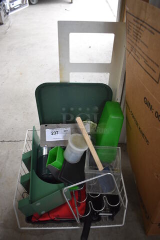 ALL ONE MONEY! Lot of Various Items Including White Sign. Tray, K Cup Rack and White Basket!