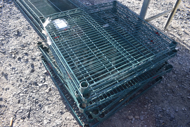 ALL ONE MONEY! Lot of 8 Metro Green Finish Wire Shelves. 24x24x1.5 - Image 2 of 3