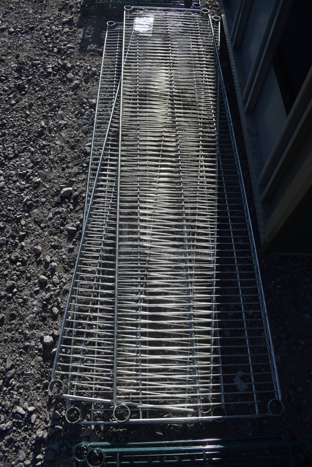ALL ONE MONEY! Lot of 3 Metro Chrome Finish Wire Shelves. 60x14x1.5 - Image 2 of 3