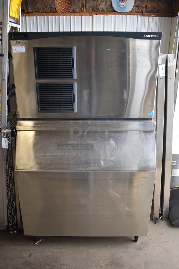 Scotsman Model C1448SA-32B Stainless Steel Commercial Ice Head on Commercial Ice Bin. 208/230 Volts, 1 Phase. 48x33x79
