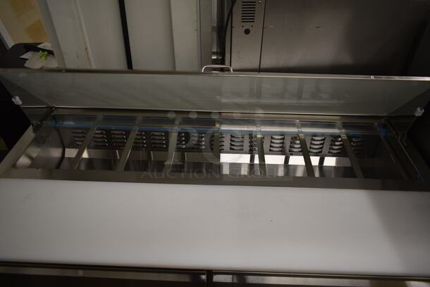BRAND NEW SCRATCH AND DENT! 2022 Avantco 178SSPT60HC Stainless Steel Commercial Sandwich Salad Prep Table Bain Marie Mega Top on Commercial Casters. 115 Volts, 1 Phase. Tested and Working! - Image 5 of 9
