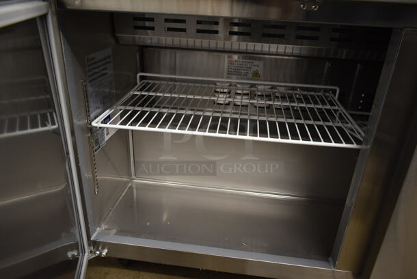BRAND NEW SCRATCH AND DENT! 2022 Avantco 178SSPT60HC Stainless Steel Commercial Sandwich Salad Prep Table Bain Marie Mega Top on Commercial Casters. 115 Volts, 1 Phase. Tested and Working! - Image 6 of 9
