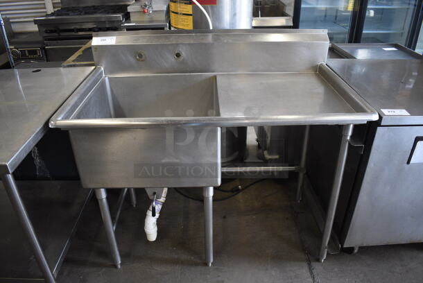 Stainless Steel Commercial Single Bay Sink w/ Right Side Drainboard. 50x29x45. Bay 24x24x12. Drainboard 22x25x1