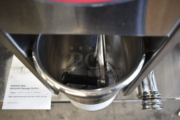 BRAND NEW SCRATCH AND DENT! Avantco 177SSH7V Stainless Steel Commercial Countertop Horizontal Manual Sausage Suffer.  - Image 8 of 11
