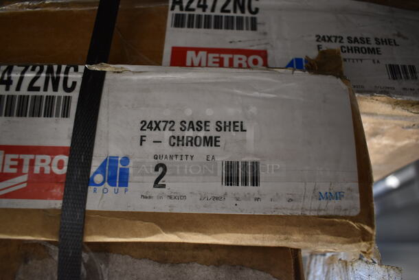PALLET LOT of 8 BRAND NEW Boxes of 2 Metro A2472NC Chrome Finish Wire Shelves. Stock Picture Used as Gallery. 8 Times Your Bid! - Image 3 of 3
