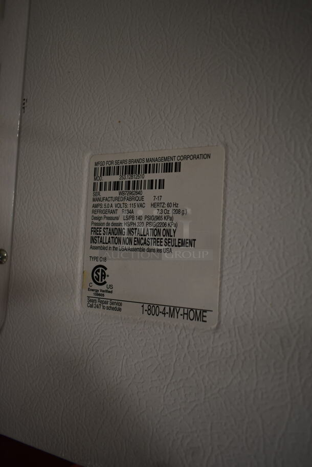 2017 Kenmore 253.12812510 Metal Chest Freezer w/ Hinge Lid. 115 Volts, 1 Phase. Tested and Working! - Image 4 of 4