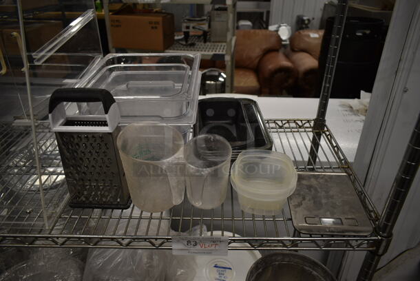 ALL ONE MONEY! Lot of Various Items Including Poly Drop In Bins, Grater and Loaf Baking Pans - Image 1 of 4
