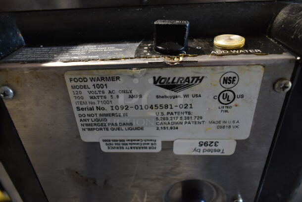Vollrath Cayenne 1001 Stainless Steel Commercial Countertop Electric Powered Food Warmer. 120 Volts, 1 Phase. Tested and Working! - Image 5 of 5
